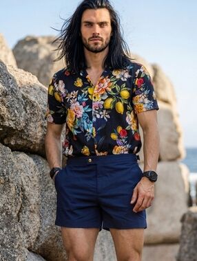 EUC Rare Father Sons Size 32 Men's Navy & Gold Swim Shorts!